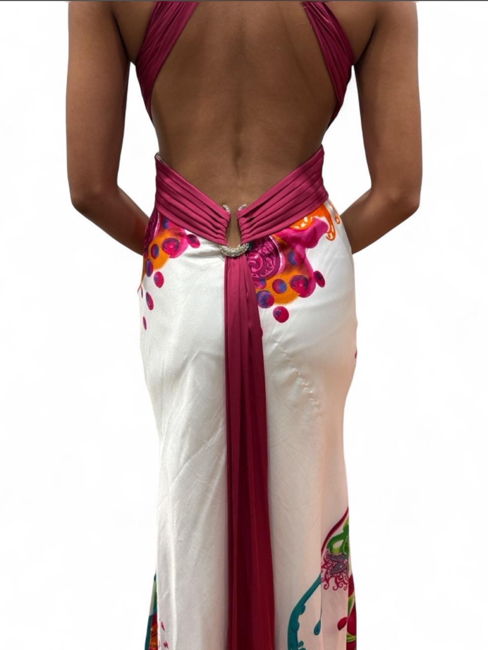 Vintage Cache Multicolor Halter Maxi Dress Size 0 - Picture 3 of 11